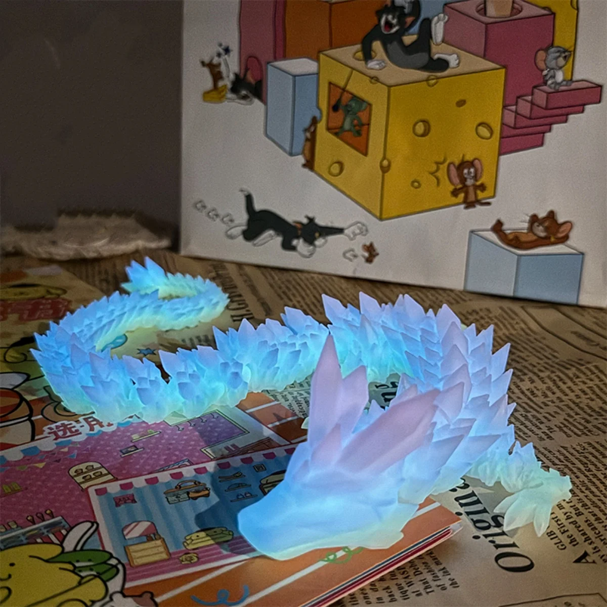 

3D Printed Dragon Ornament 22/30/45cm Luminous Dragon Decorations Artificial Simulated Loong Decoration Party Gift For Childrens