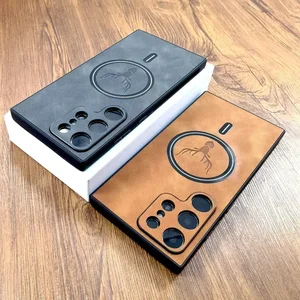 Casing Kulit PU Antik untuk Pengisian Daya Nirkabel Magsafe untuk Samsung Galaxy S25 S24 S23 S22 S21 Ultra Plus FE Note 20 S 24 Penutup 6 penjualan terbaik perhiasan rumania - №