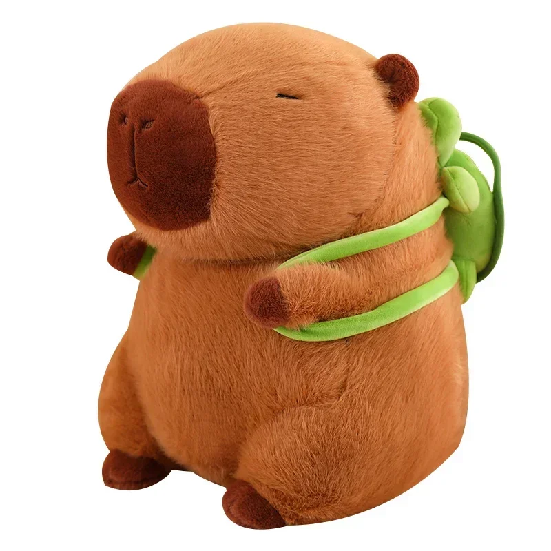 @ Peluche animaux en peluche poupée douce enfants jouets cadeau d'anniversaire pendentif décor mignon tortue sac à dos Capibara fraise chapeau Capybara