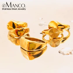 eManco Couple Heart Ring  Stainless Steel Punk Style Geometric  Jewelry Personalized Ring Gift for Women Valentine's Day