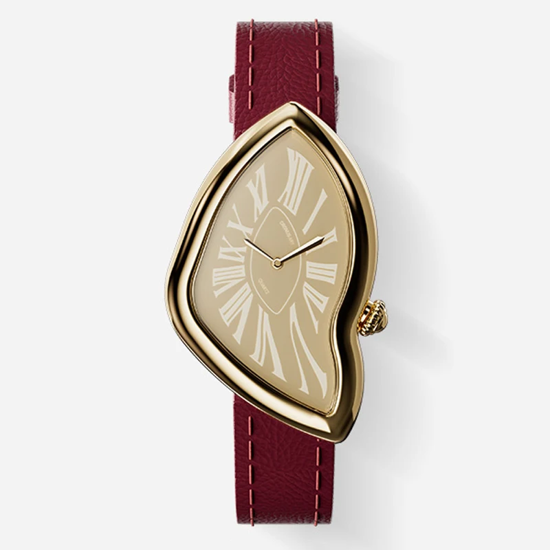 CRONUSART ساعة كوارتز نسائية 28 مللي متر * 46 مللي متر ساعة يد فاخرة للسيدات حافظة غير منتظمة مرآة كريستال سمك 8.1 مللي متر