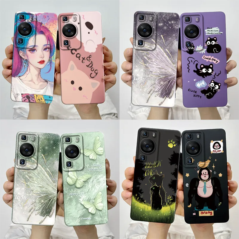 For Huawei P60 / P60 Pro Phone Case LNA-LX9 MNA-LX9 Soft Silicone Sweet Painted Protective Back Cover Shell Cute Printed Funda