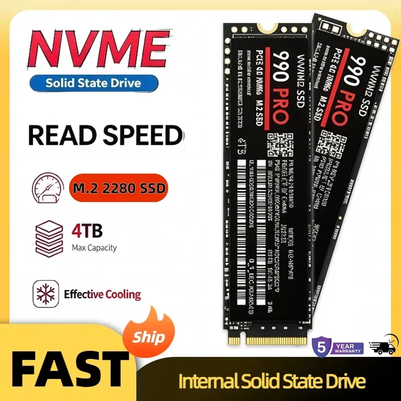 SSD M.2 NVMe 990PRO original, 1 TB ou 2 TB, disco rígido de estado sólido interno de alta velocidade para portátil, computador de secretária e PC.