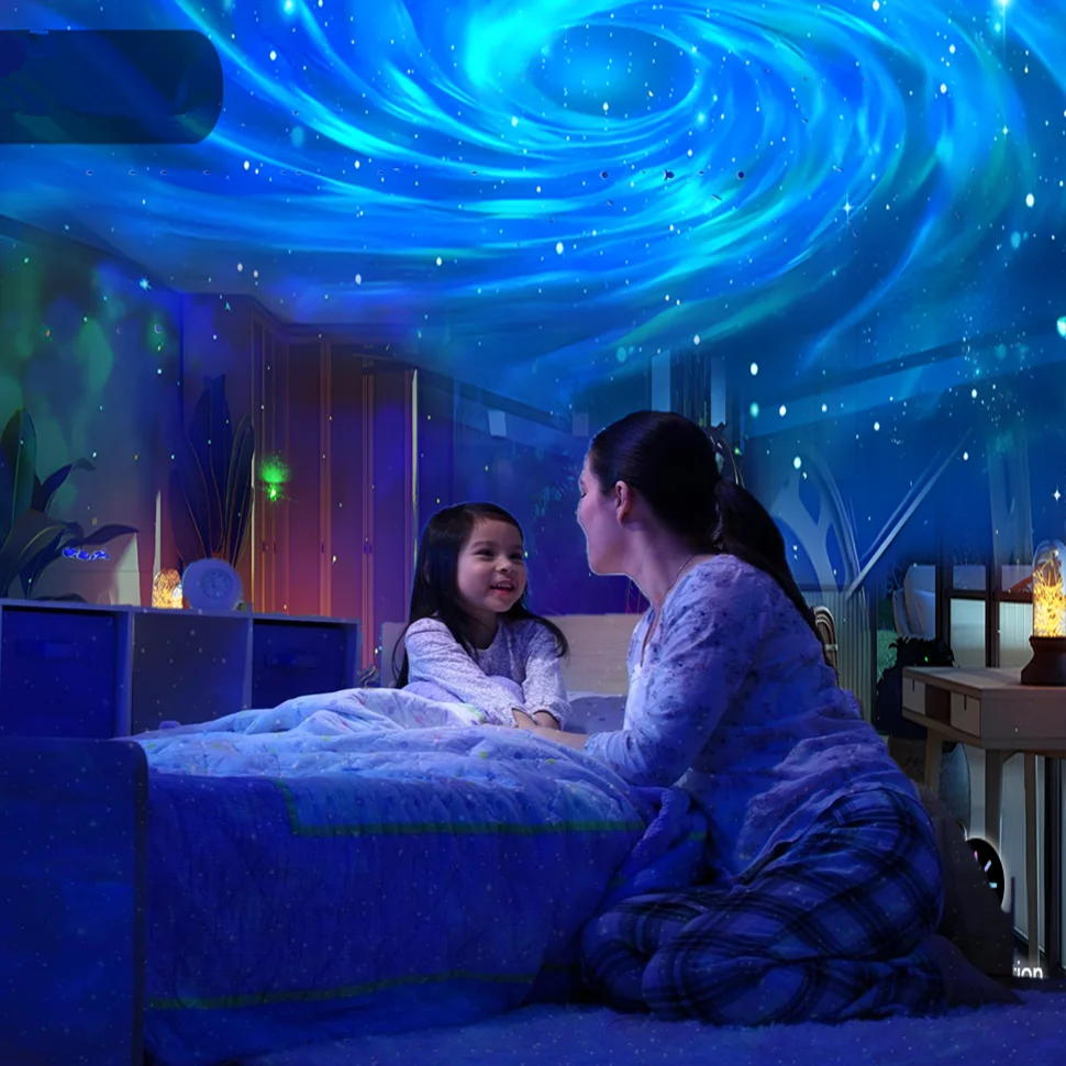 LED Starlight Projector Lamp Galaxy Projector with Bluetooth Speaker and White Noise Kids Home Party Decoration Night Light