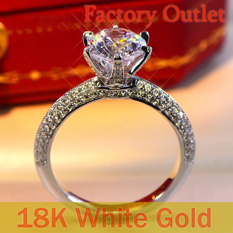 18k Platinum Half Wall Jiangshan Classic Six Claw Ring Women's Fashion Mosang Diamond Simulation Wedding Proposal Diamond Ring