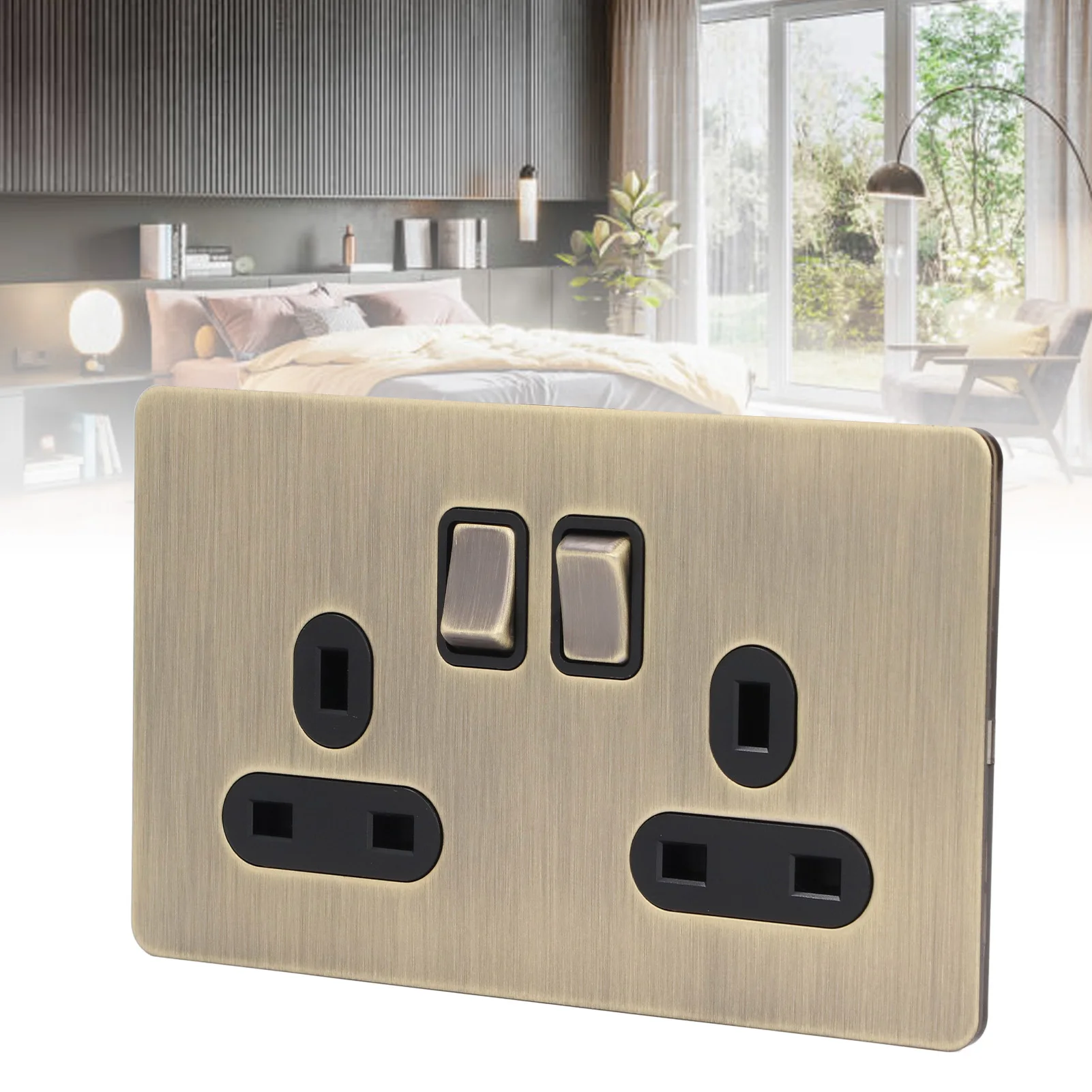 

Электрическая розетка-выключатель: 2 выключателя, 2 розетки переменного тока, без деформации, с изолированным основанием из поликарбоната, для использования внутри помещений