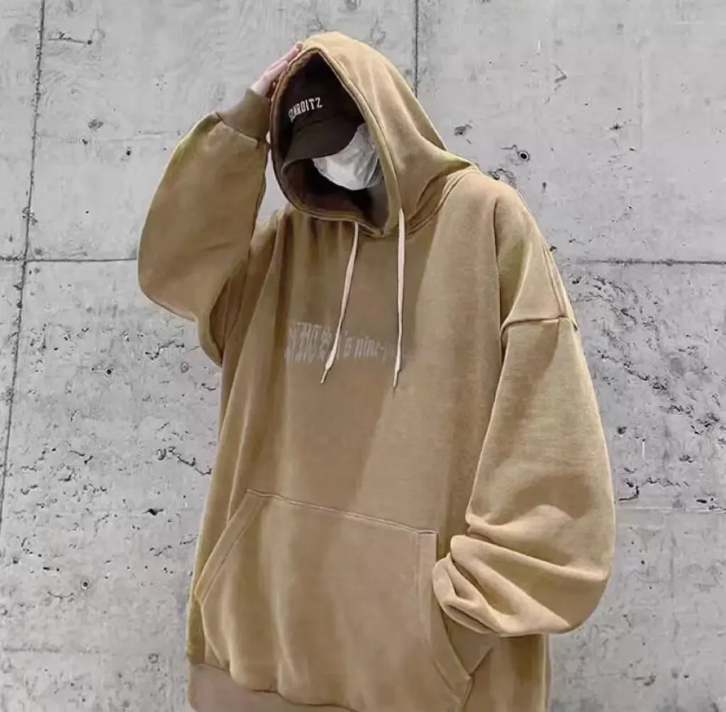 American Retro Gothic Hoodie for Men Autumn Winter Oversized Baggy Men's Hoodies Sweatshirt Y2k Hip Hop Streetwear Men Clothing