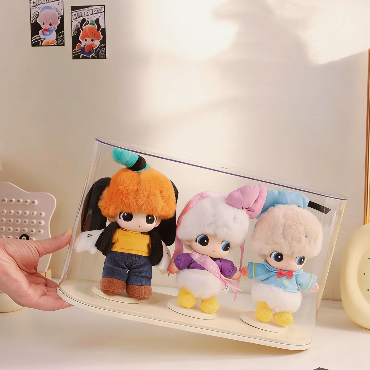 Action Figures Display Case Collectible Toy Showcase Home Storage Organizer for Labubu and Dimoo Plush Dolls Figurine Cabinet