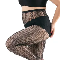 Plus Size Lace Fishnet Stockings Female Summer Ultra Thin Bowknot Print Tights Leggings Female High Waist Chain Net Pantyhose