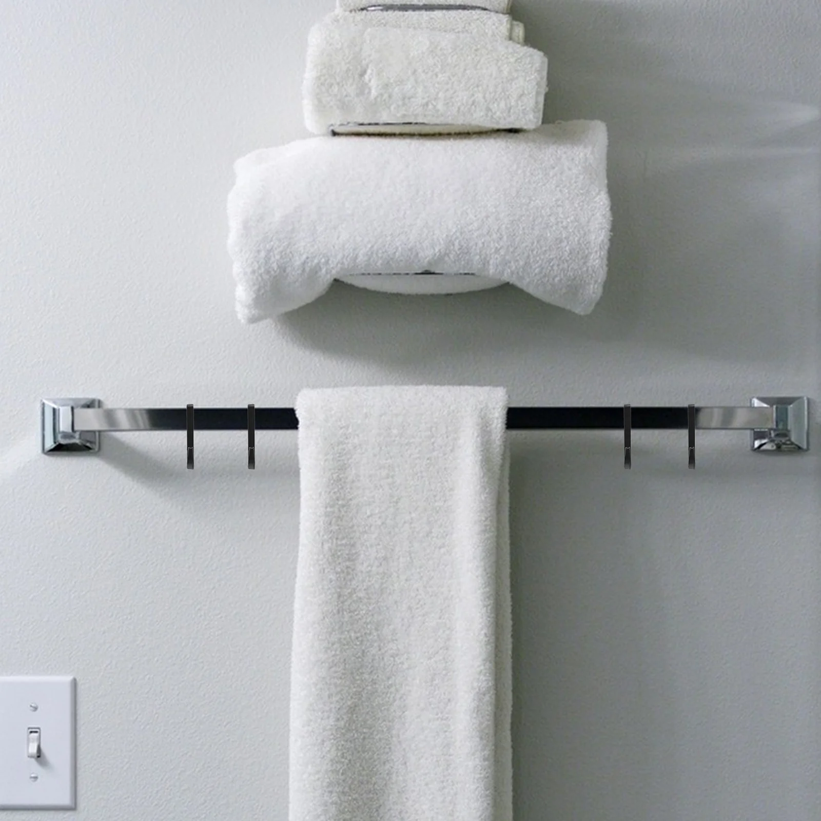 

4pcs Plastic Hooks For Hanging Towels Coats Kitchen Bathroom J-Shaped Black Utility Hooks Wall Organizer Multipurpose Storage