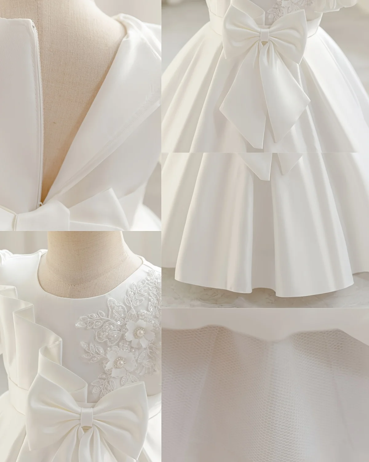 Geburtstagskleid, Babykleid, Einjähriges-Prinzessinnenkleid, Satinkleid, Schleife, Stilvolles Prinzessinnenkleid, Partykleid, Halloween – Detail 12