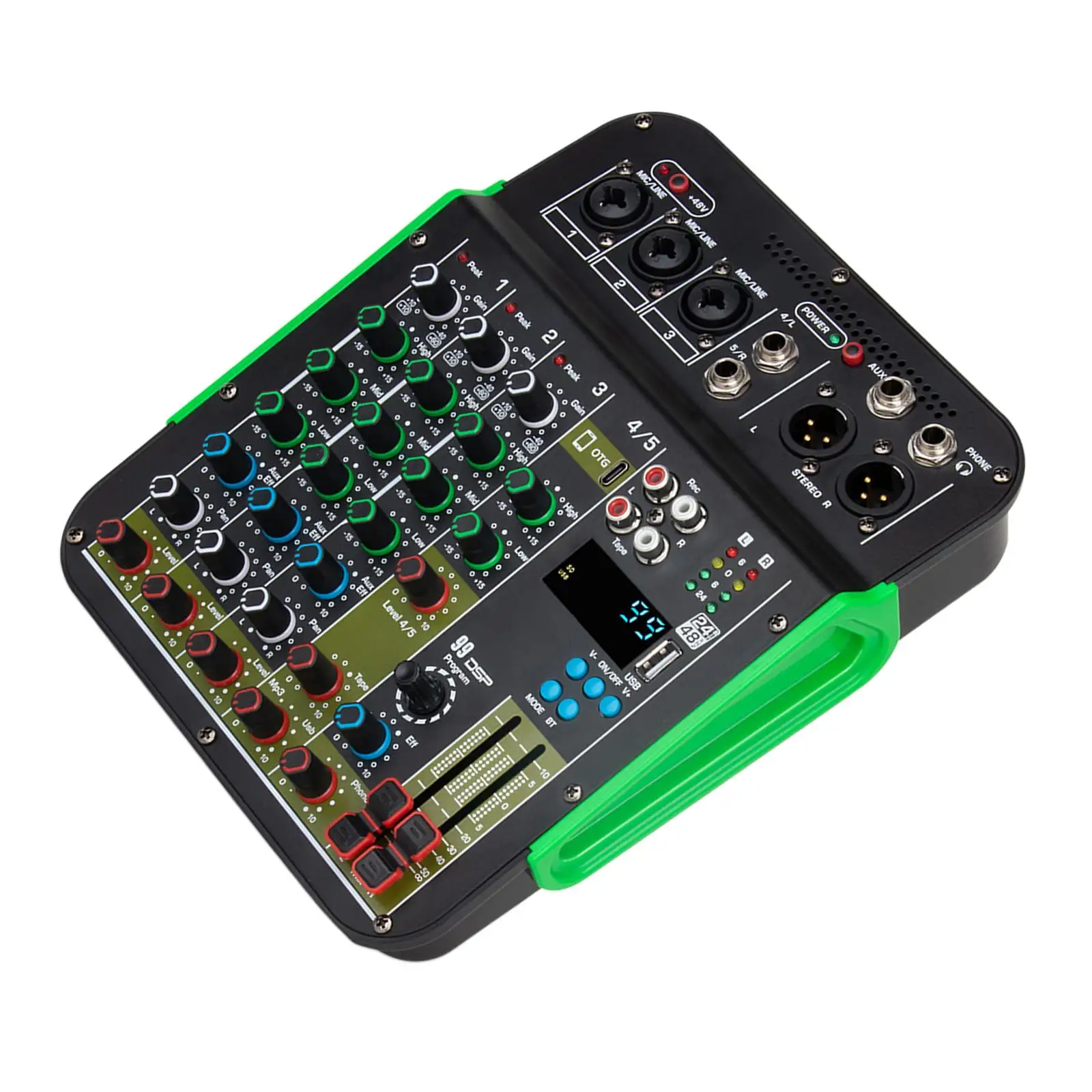 

5 Channel Mixer Digital Mixer Instant Listening for Karaoke Durable USB Stable Lightweight Sound Mixing EU