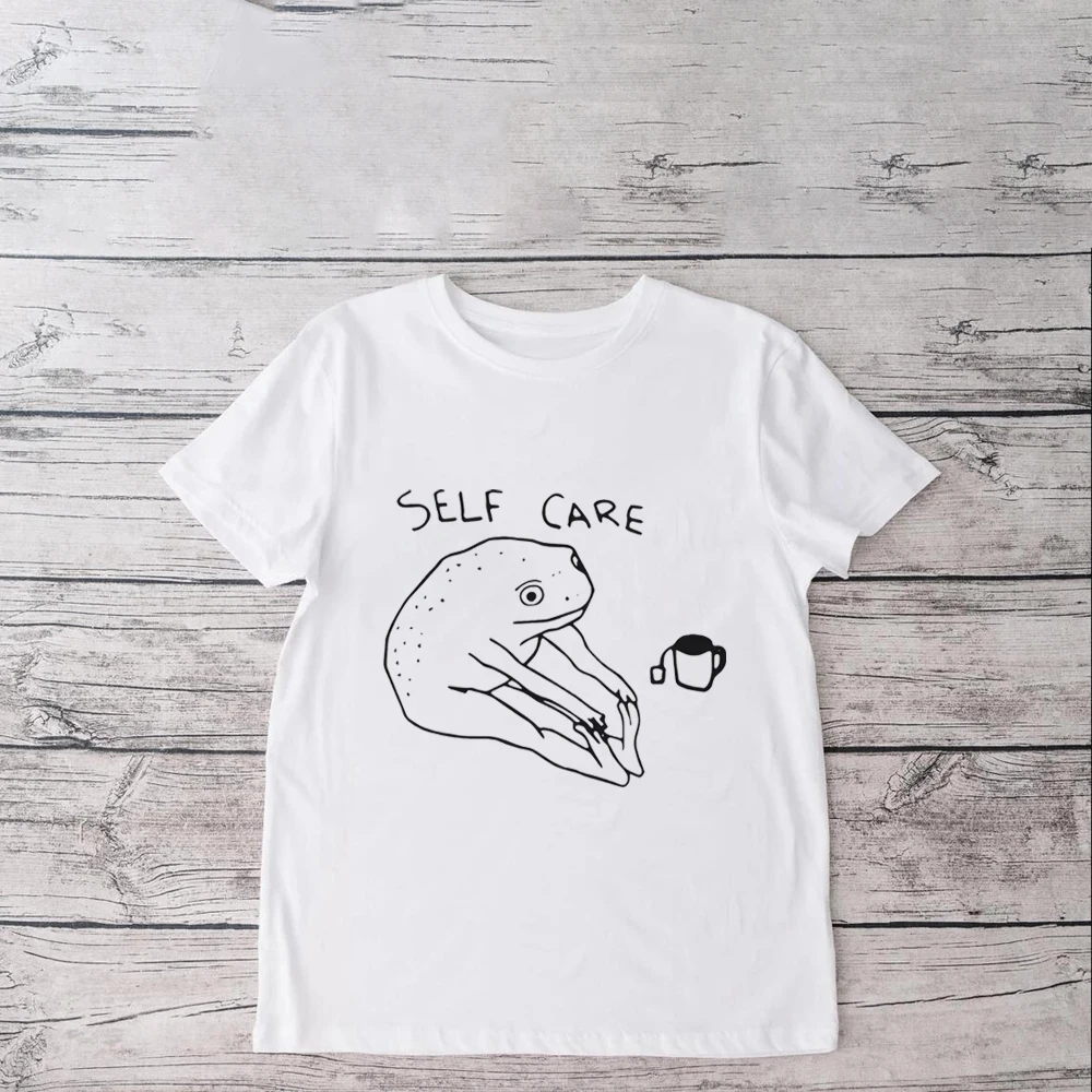 Self Care Frog T-shirt Tee Top Frog Animal Lover Funny Cool Retro Positive Vibes Mental Health Love Gift Healthy Mind Tshirt Top