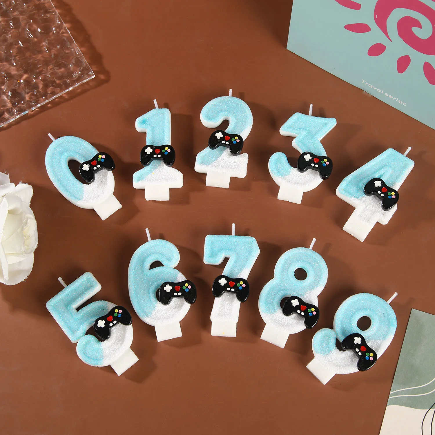 Blue and White Number Candles, Game Console Decorations, Party Gifts, Birthday and Anniversary Candles