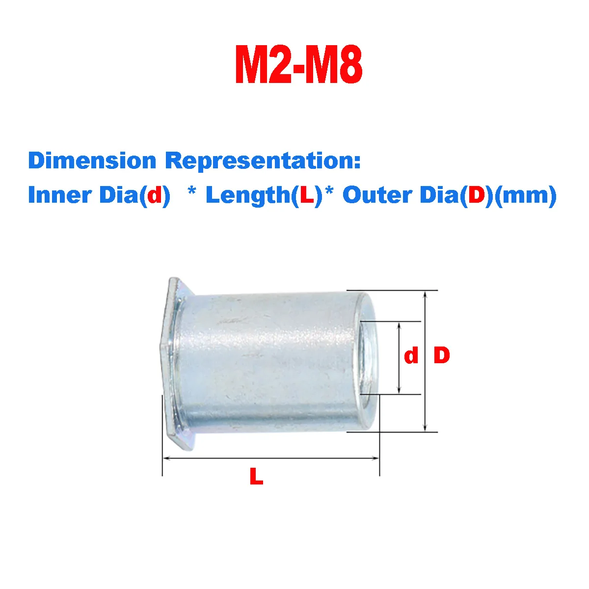 Galvanized Hexagon Through-Hole Riveting Stud Nut / Iron Plate Column Riveting Part M2M2.5M3M4M5M6M8