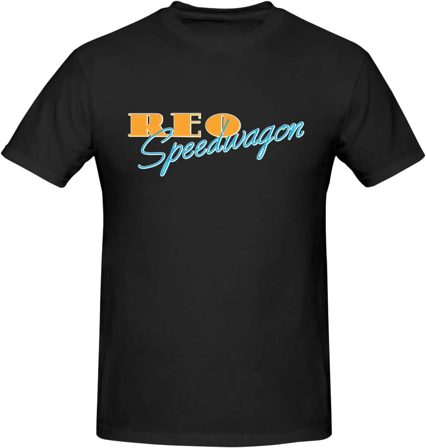 REO Music Speedwagon T-Shirt Men's Cotton Performance Basic Short Sleeve T-Shirt Large Black New Fashion Top Tees