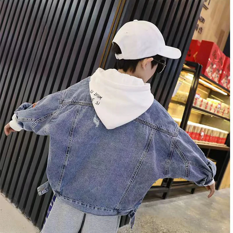 New Children Denim Jackets Trench Jean sequins Jackets Girls Kids clothing baby Lace coat Casual outerwear Spring Autumn 1-5year