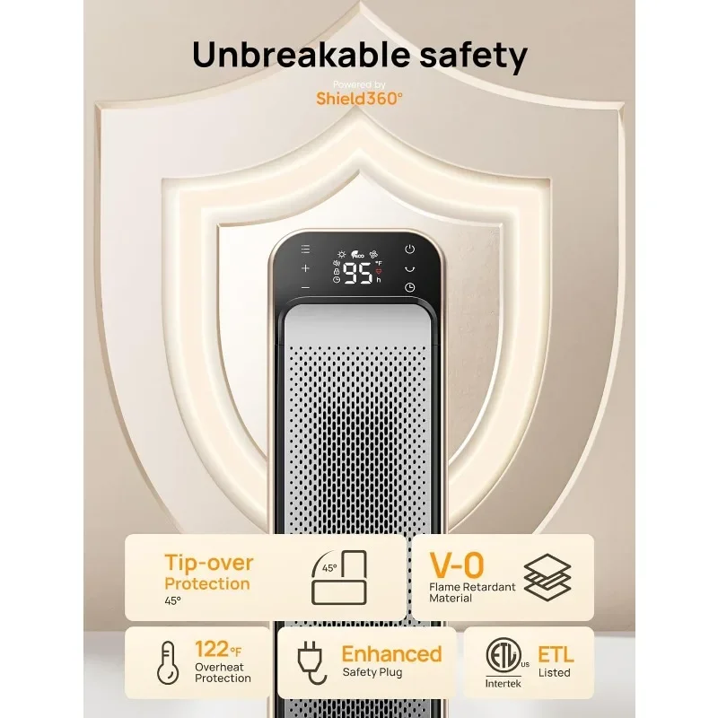 Dreo Space Heater per interni, riscaldatore portatile veloce da 25" 11,5 piedi/s con telecomando e termostato, protezione da surriscaldamento e ribaltamento