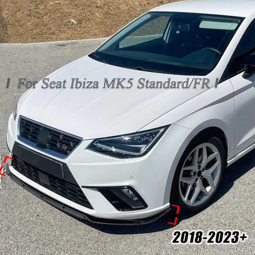 

Комплект спойлера на передний бампер для Seat Ibiza Standard/FR MK5 2018+ Canard Spoiler Body Kit глянцевый черный и карбоновый вид