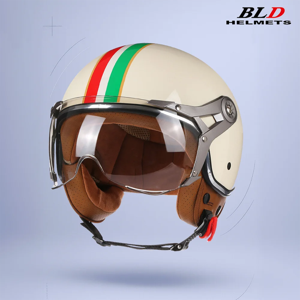 BLD Motorcycle Half Helmet Adult Open Face Helmet Lightweight Ventilated Sun Rain Protection Motorbike Scooter DOT ECE Certified