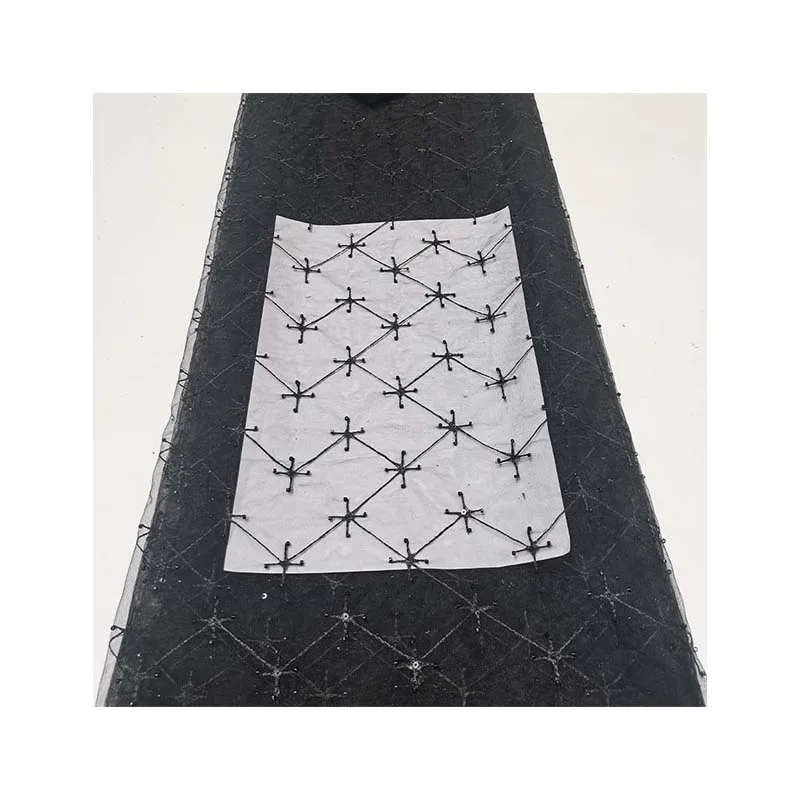 قماش شبكي من الدانتيل الفرنسي الفاخر قماش مطرز أفريقي عالي الجودة مع ترتر، وفستان قماش دانتيل مطرز نيجيري