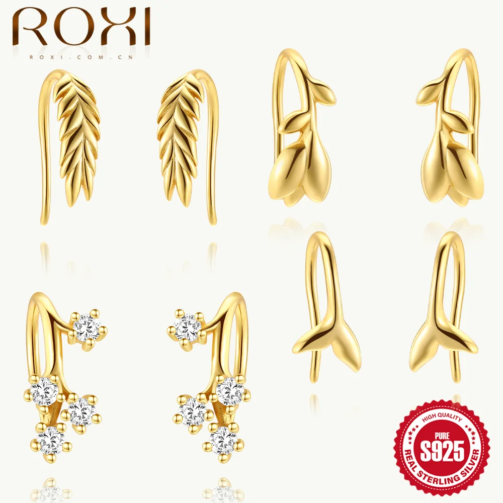 ROXI 925 Sterling Silver Smooth Ear of Wheat/Tulip/Mermaid Tail Hook Piercing Earring Women's Exquisite Graduate Birthday Gift