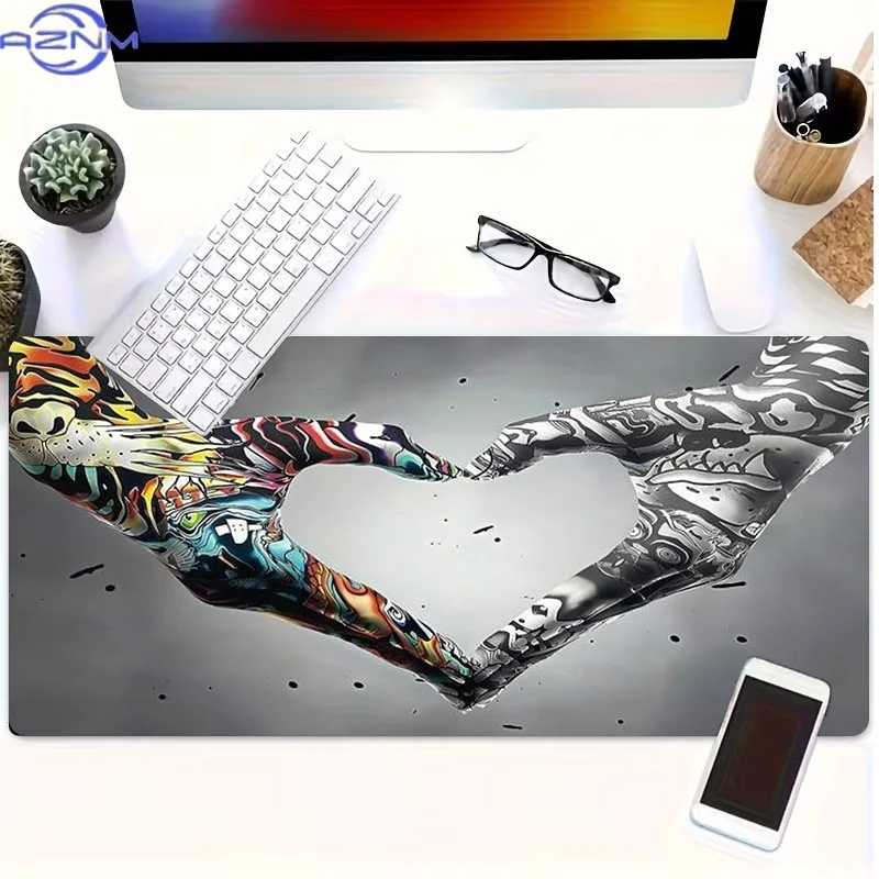 Dual - Hand Heart - Shaped Rubber Desk Mat, Multiple Specifications Available, Perfect for Programmers & Gamers, Ideal as St. Pa