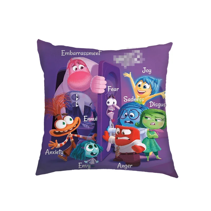 45*45cm Disney Inside Out 2 Anime Joy Anger Anxiety Pillowcase Sofa Cushion Waist Pillowcases Room Decoration for Kids Gifts