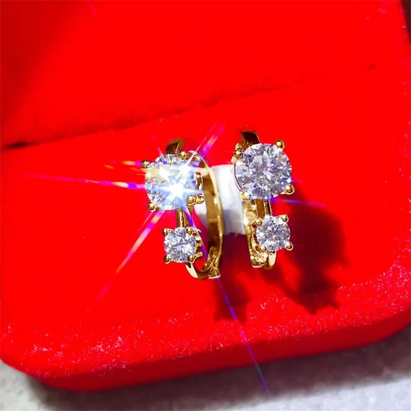 Gazing Jewelry925 Sterling Silver, GRA Certified, D-color Moissanite, Hoop Earrings, Ladies' Pierced Earrings, Mini Hoop Style,