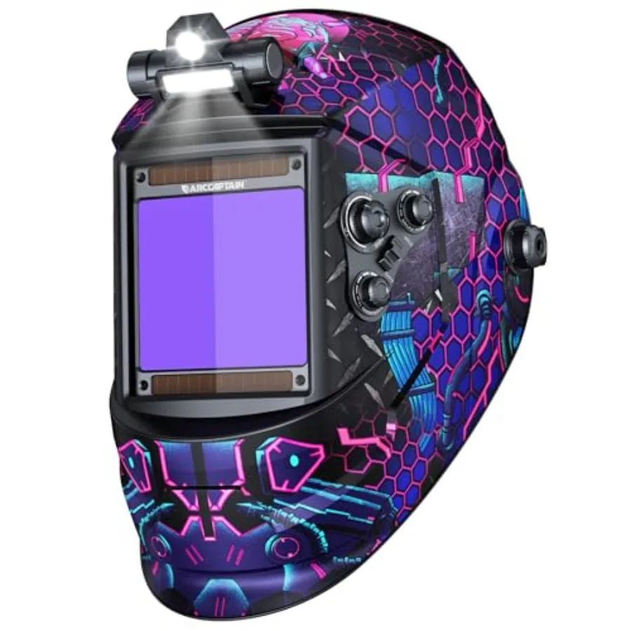 

3.94" x 3.66" Auto Darkening Welding Helmet, Solar Powered True Color Welding Hood, 1/1/1/1 Top Optical Clarity Welder Helmet,