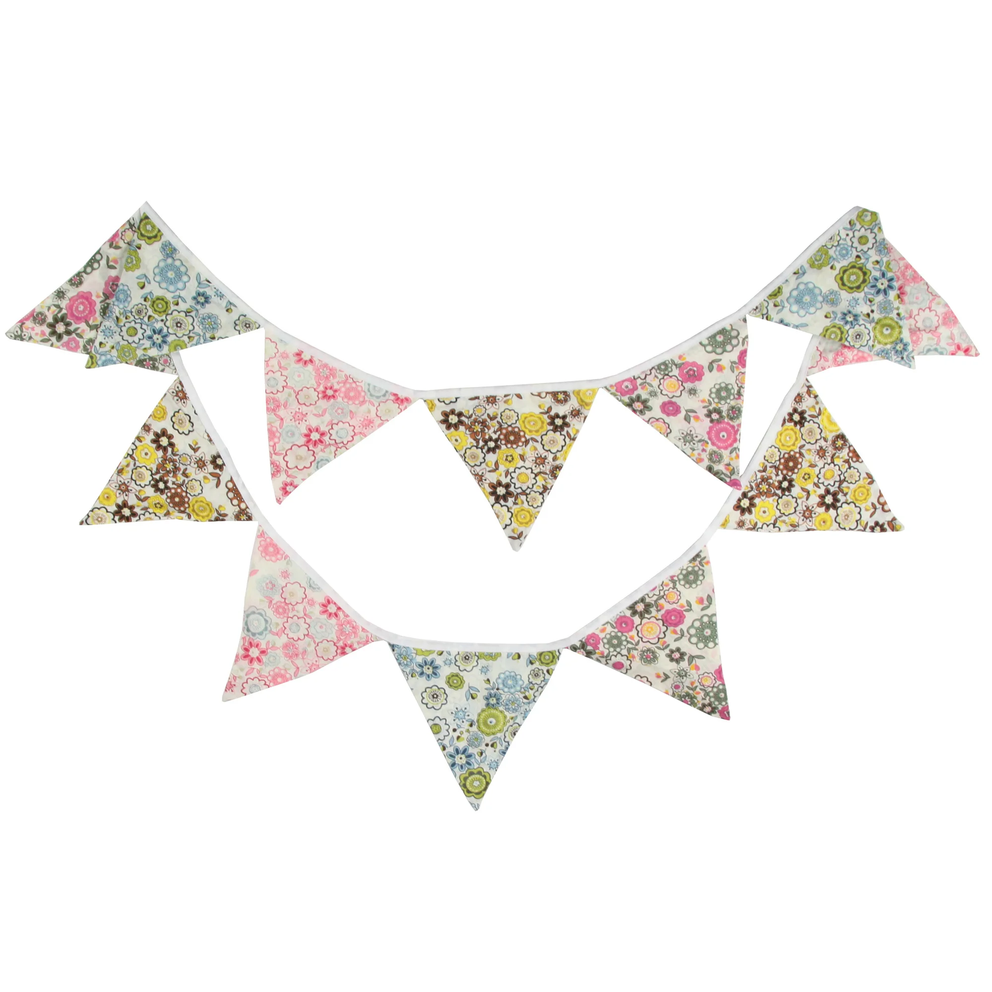 Clearance 3.2M Vintage Floral Fabric Bunting 12 Pennant Flags Birthday Wedding Party Decor Banner Baby Shower Carnival Garland