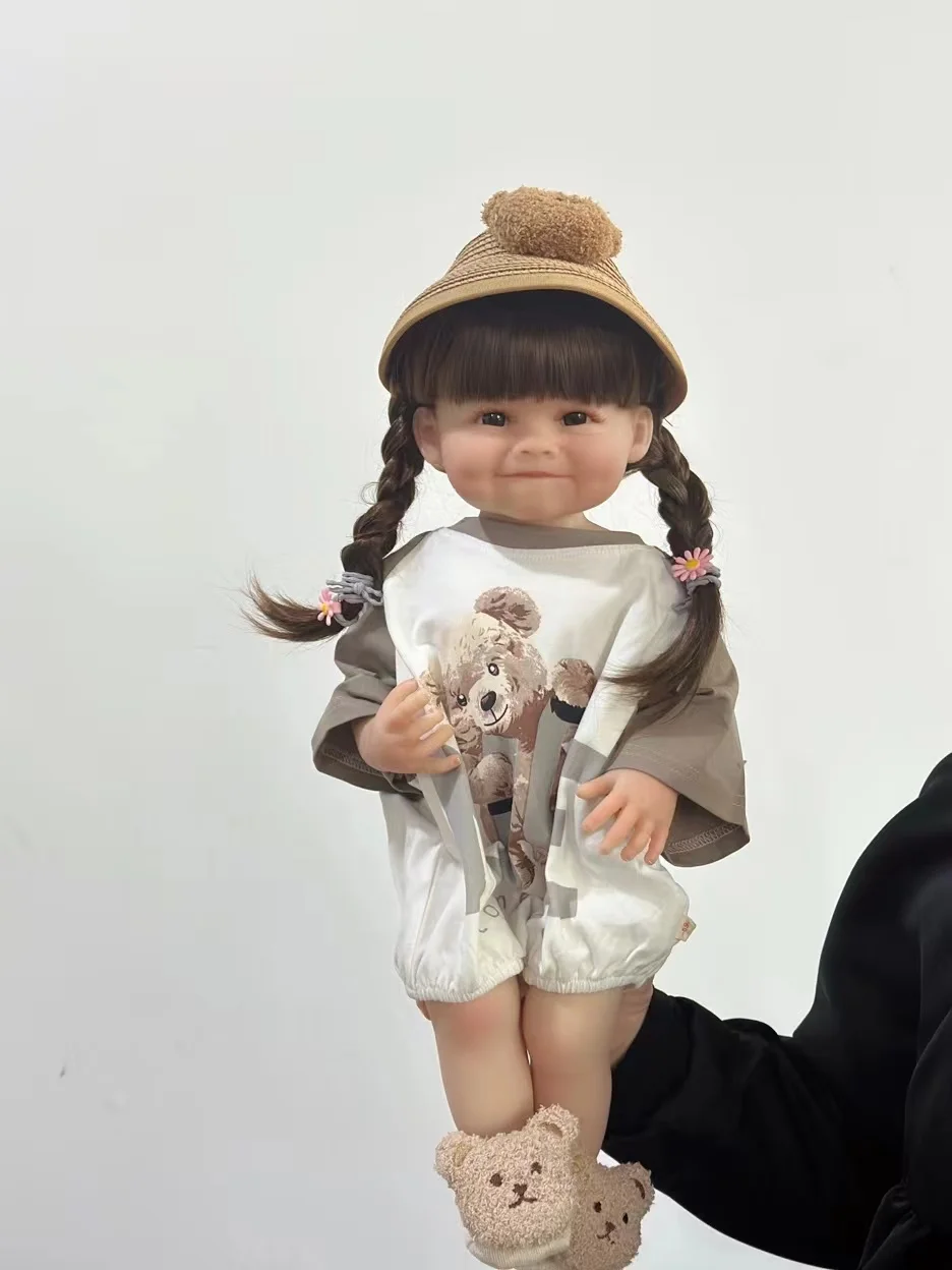 

Lifelike 55 CM 22 Inch Reborn Baby Smiling Girl Doll Toy Full Silicone Body Princess Toddler Art Bebe Birthday Gifts for Child