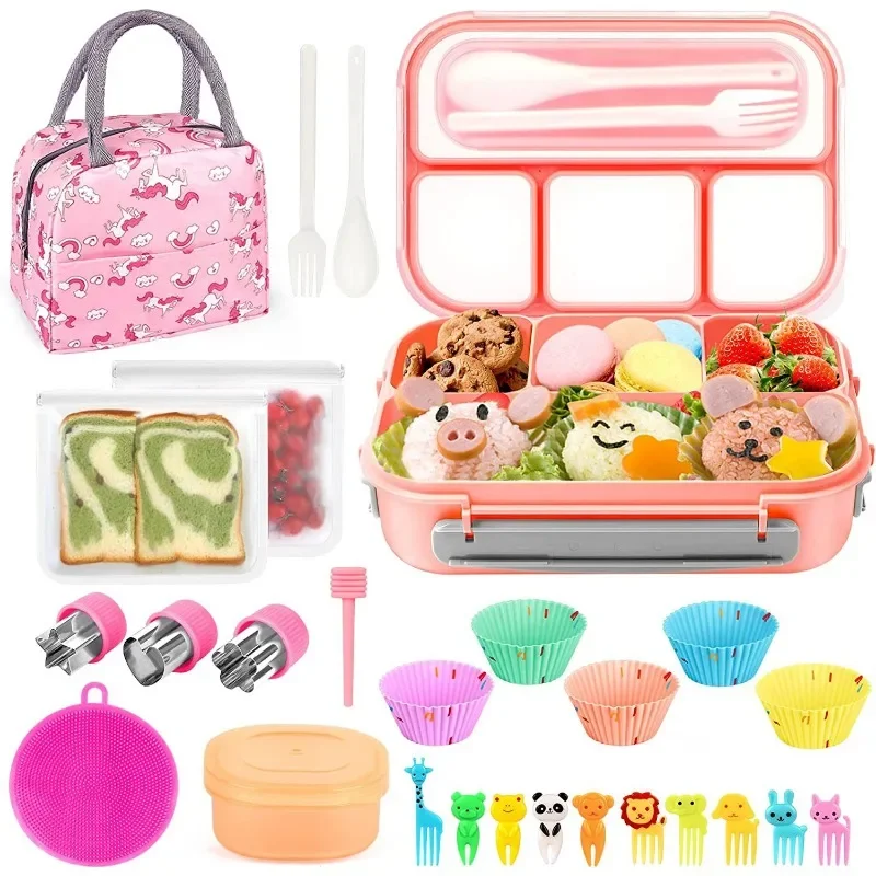 Lunch Box 1300ml Microwave Food Container Bento Storage Bag Sauce Spoon Fruit Fork For Kids Adults Picnic Thermos