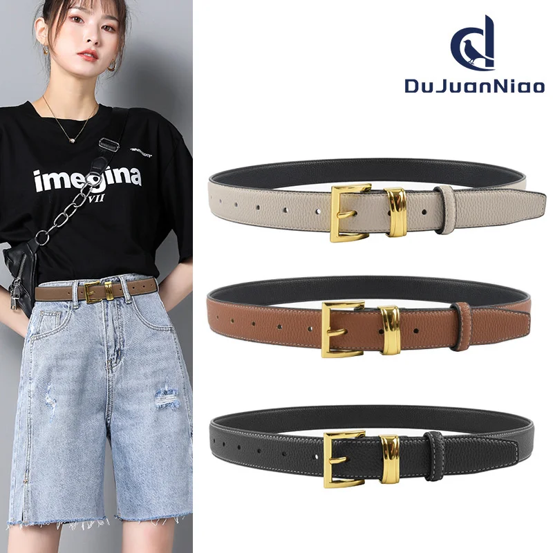 

100% genuine real leather Top layer cowhide lychee grain women's belt versatile high-end feeling paired with jeans casual for