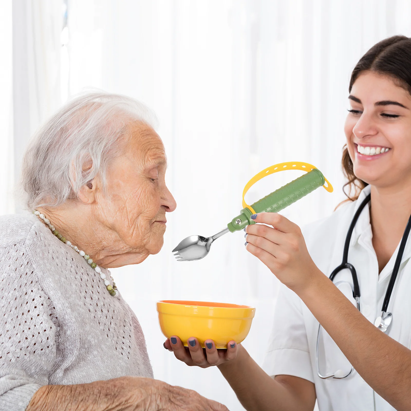 

Ergonomic Adaptive Spoon Nonslip Tremble Proof Tableware For Elderly Disabled People Portable Lightweight Cutlery Easy Clean