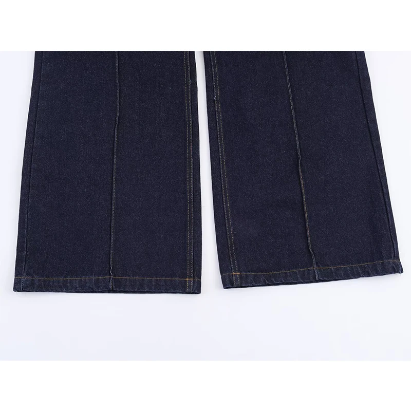 جينز نسائي موضة جديدة لعام 2026 مع حزام عالي الخصر وواسع الساق جينز غير رسمي أنيق للربيع والخريف بجيوب من قماش الدنيم