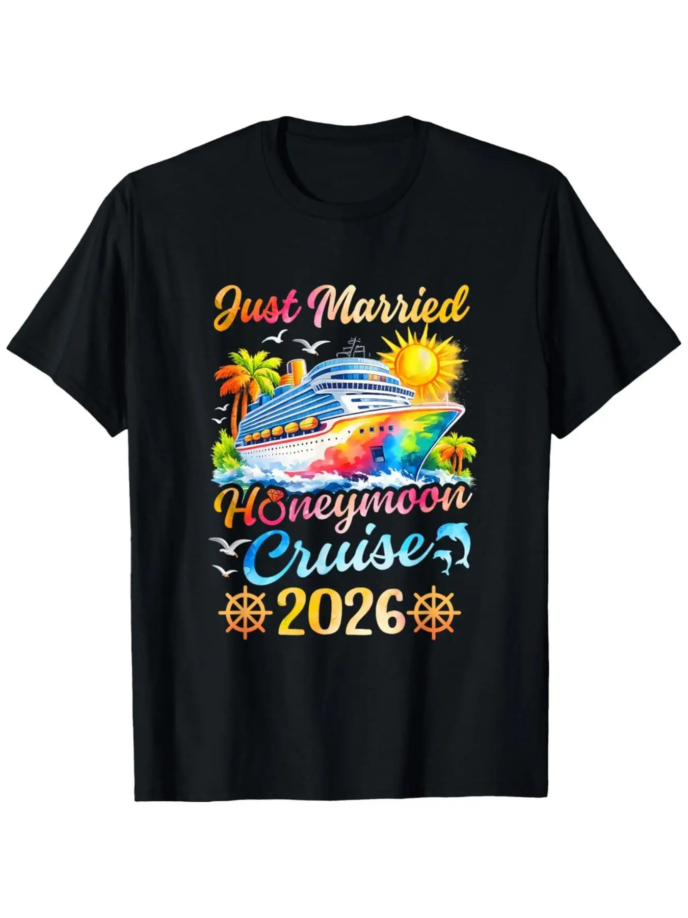 Honeymoon Cruise for Matching Couples 2026 Just Married T-Shirt | Comfort Fit Men'S Tee, Crew Neck, Ultra Soft, Breathable, Mois