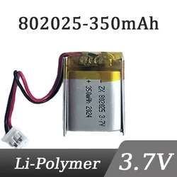 802025 3.7V 350mAh Rechargeable Lithium Polymer LiPo Battery with jst PH 2.0mm 2pin plug for MP4 Light Bluetooth Speaker Headset