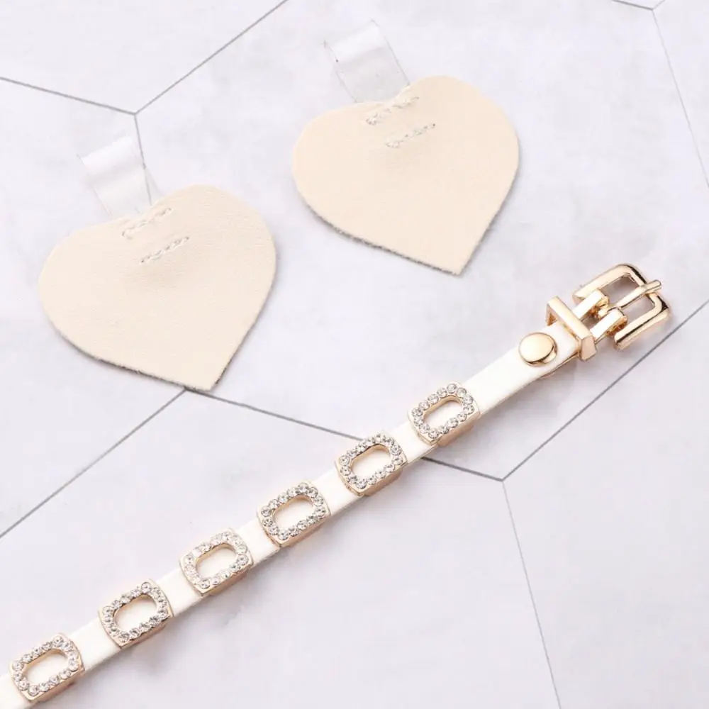 1 Pair Women High Heels Holding Decoration Anti-skid Belt Hold Loose Heels Band Shoelace PU Leather Shoe Straps