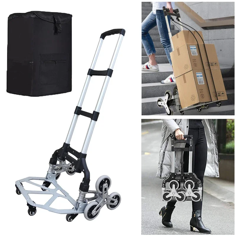 Delivery Trolley On Wheel 75kg All-terrain Stair-Climbing Trolley With Elastic Rope Folding Trolley for Carrying Goods Up