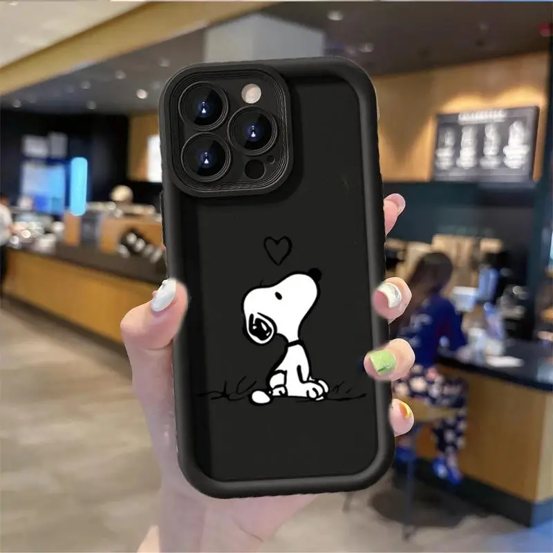 Love Heart Snoopy Cartoon Case For IPhone 15 Pro Max 13 14 11 12 Mini 6 6S 7 8 Plus X XS XR Cover Silicone Couqe Soft INS