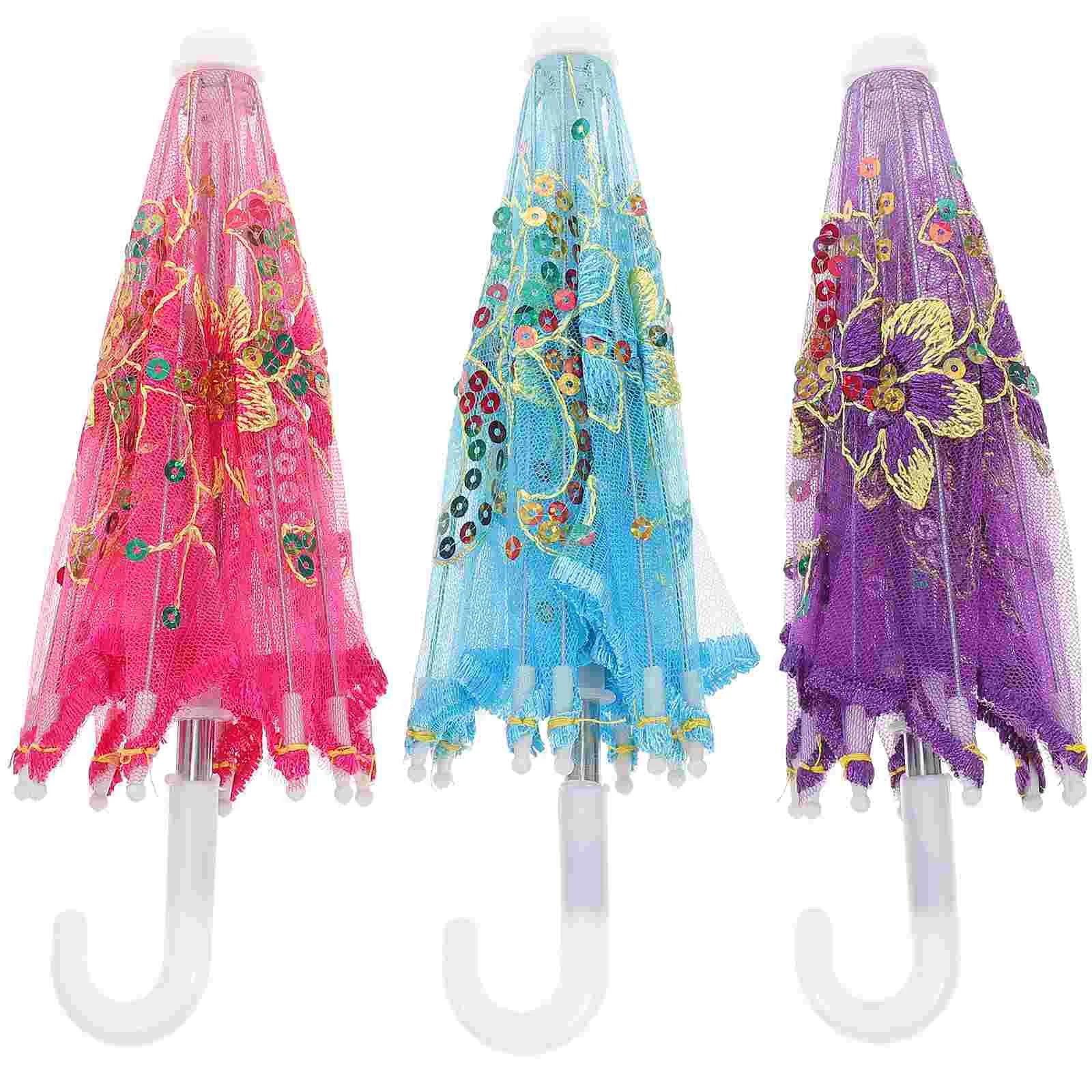 3 Pcs Kid Toy Decorative Accessory Umbrella Toddler Play Children Umbrellas Manual Mini Childs Childrens Travel