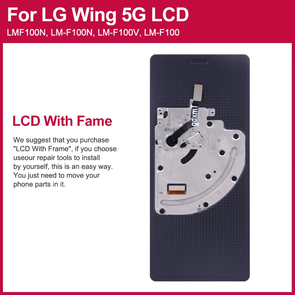 AAA+ For LG Wing 5G LCD Display Touch Screen Digitizer Assembly for LG WING mobile phone lcd screens Replacement parts.