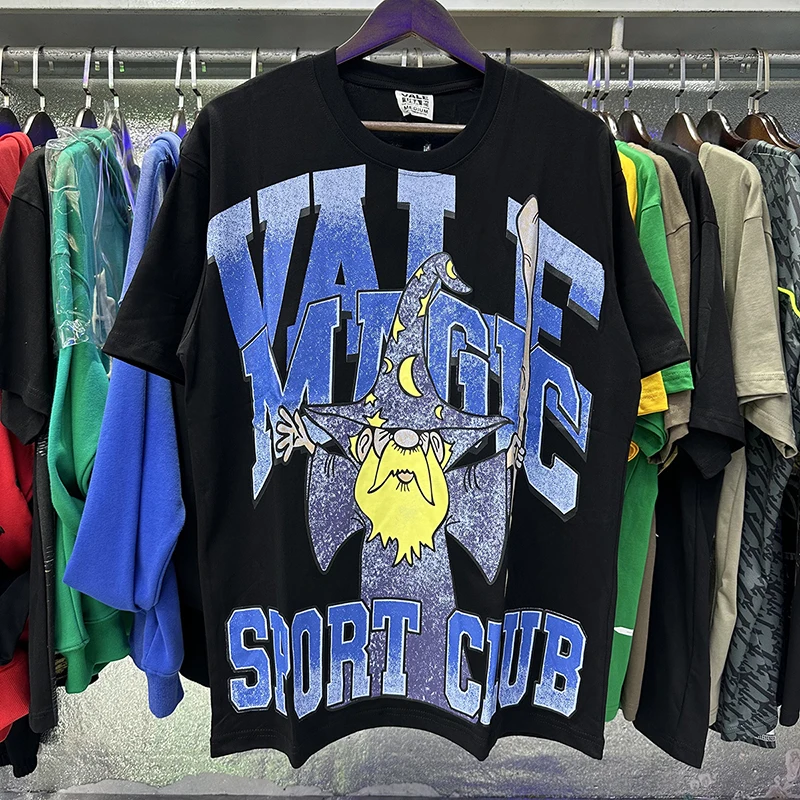 

Футболка American Street Vale Valley с принтом волшебника, 100% хлопок, повседневная мужская и женская свободная футболка с круглым вырезом и коротким рукавом