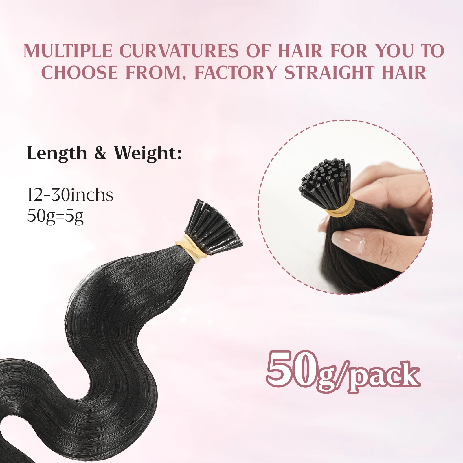 12-30 بوصة الجسم موجة I تلميح وصلات شعر 100% شعر بشري لعذراء غير مرئية فضفاض عميق ITip الشعر البشري للنساء 50 جرام Wacur 12A