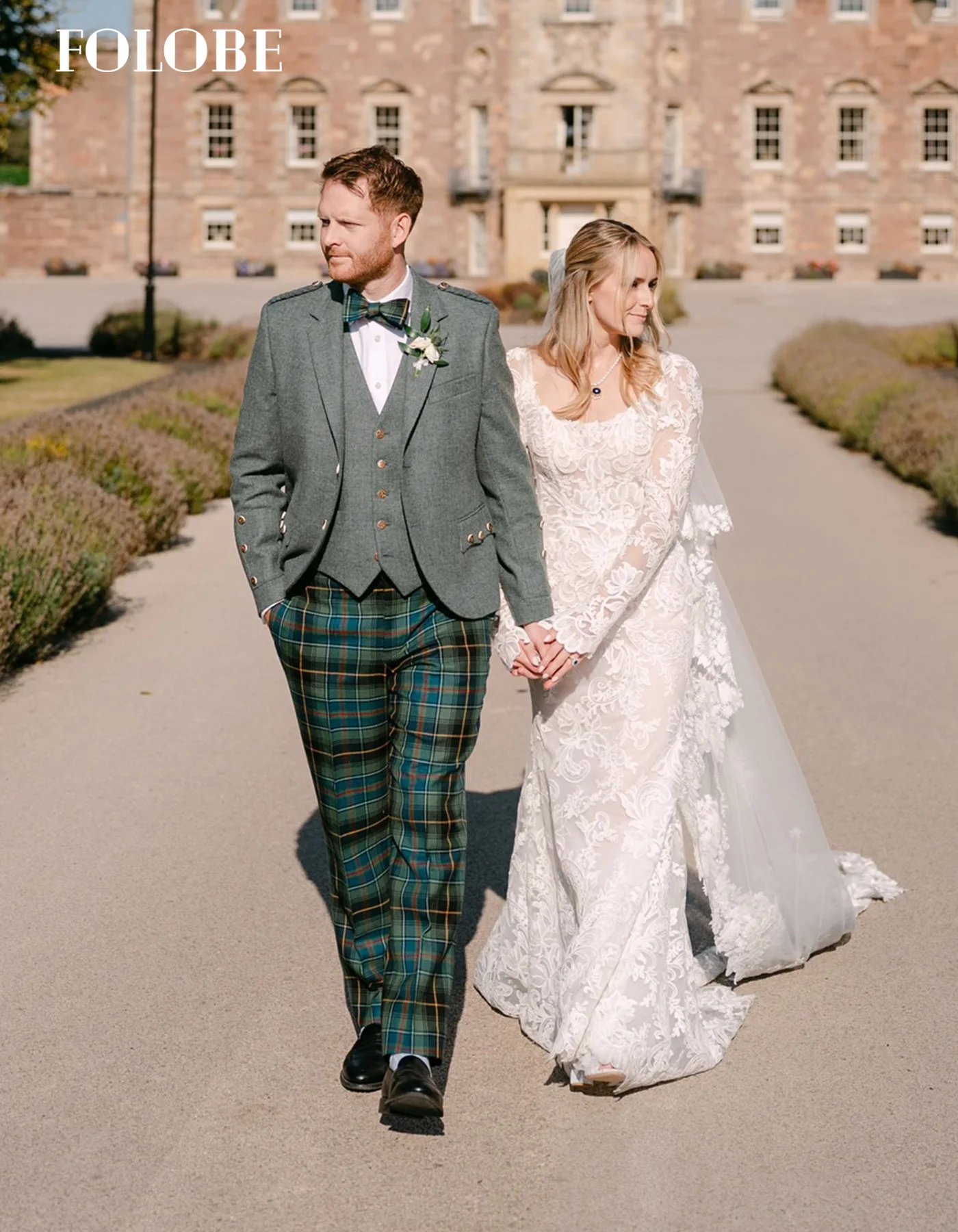 FOLOBE robe de mariée exquise Applique manches longues sirène robe de bal balayage Train robe de mariée vestidos de noche personnalisé