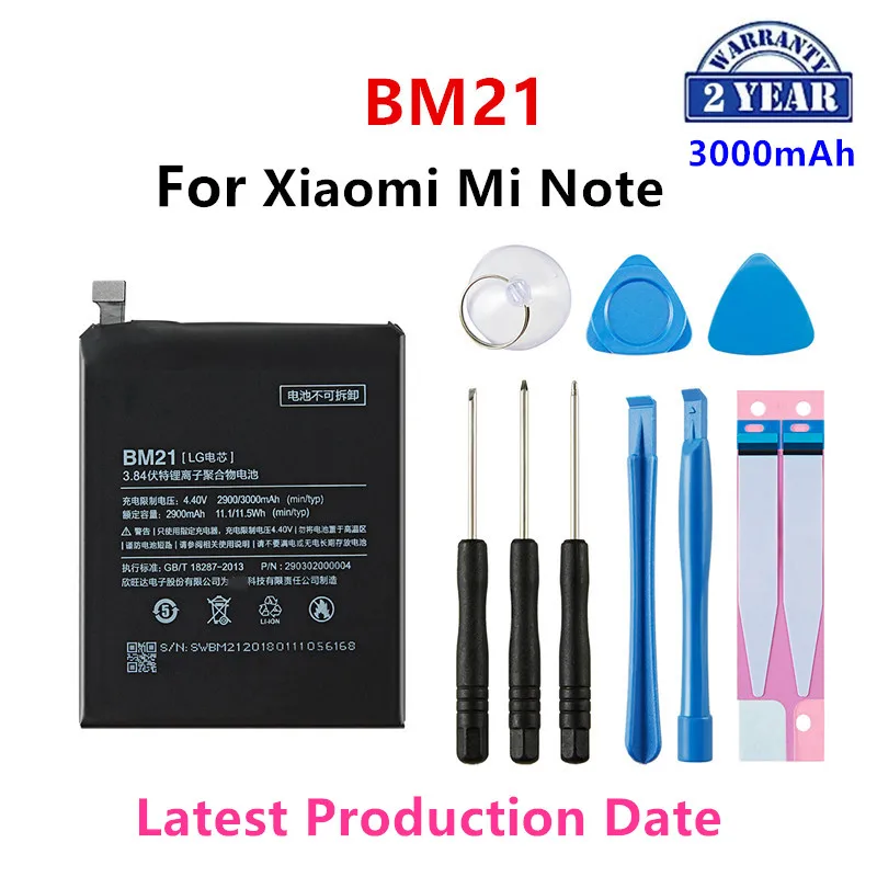 

Совершенно новый аккумулятор BM21 3000 мАч для Xiaomi Mi Note BM21 3 ГБ ОЗУ 5,7 дюйма высококачественные сменные батареи для телефона + Инструменты