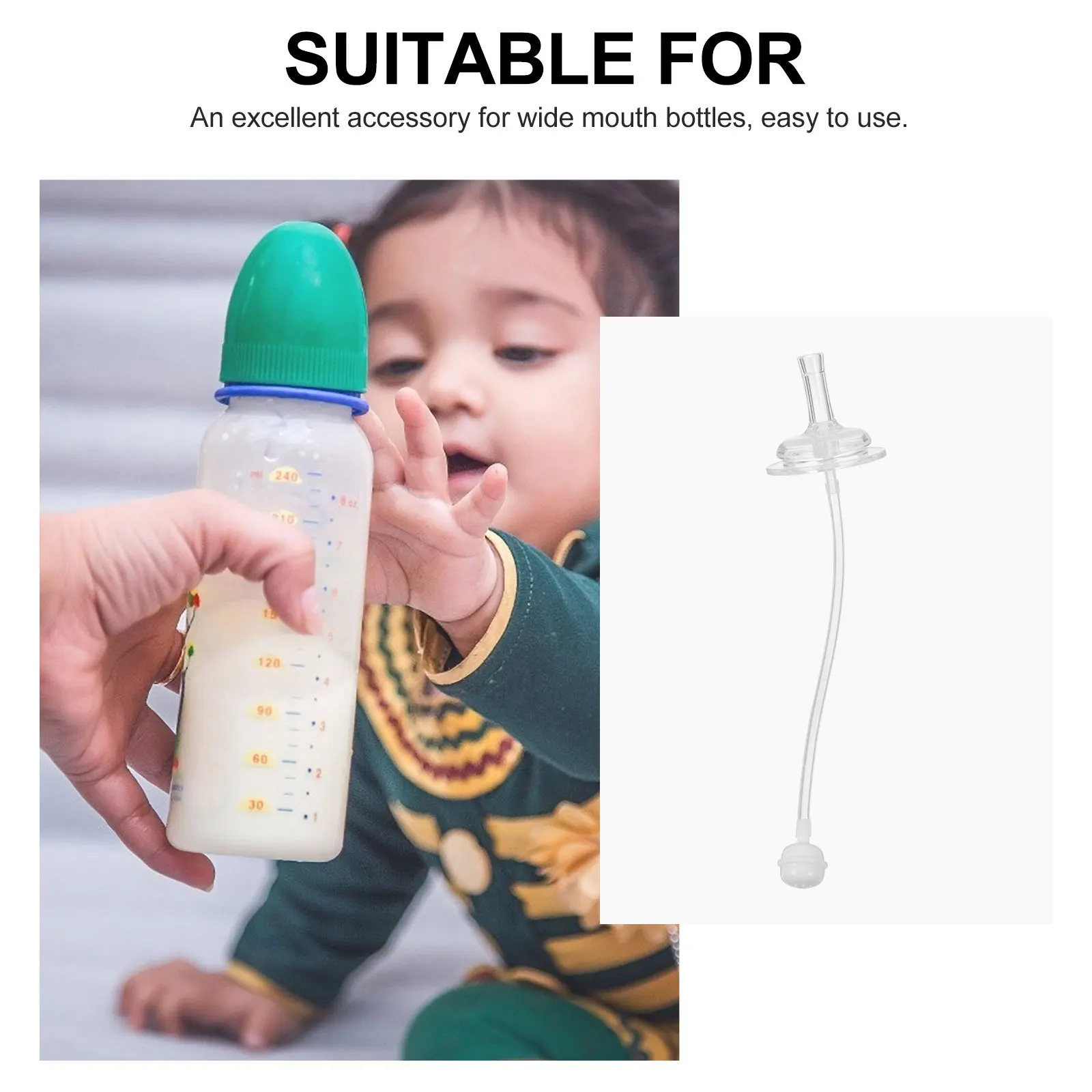 

4Pcs Baby Bottle Straws Replacement Made of Premium Silicone - Safe Straw for Sippy Cups and Milk Bottles, Learn Drinking Cup