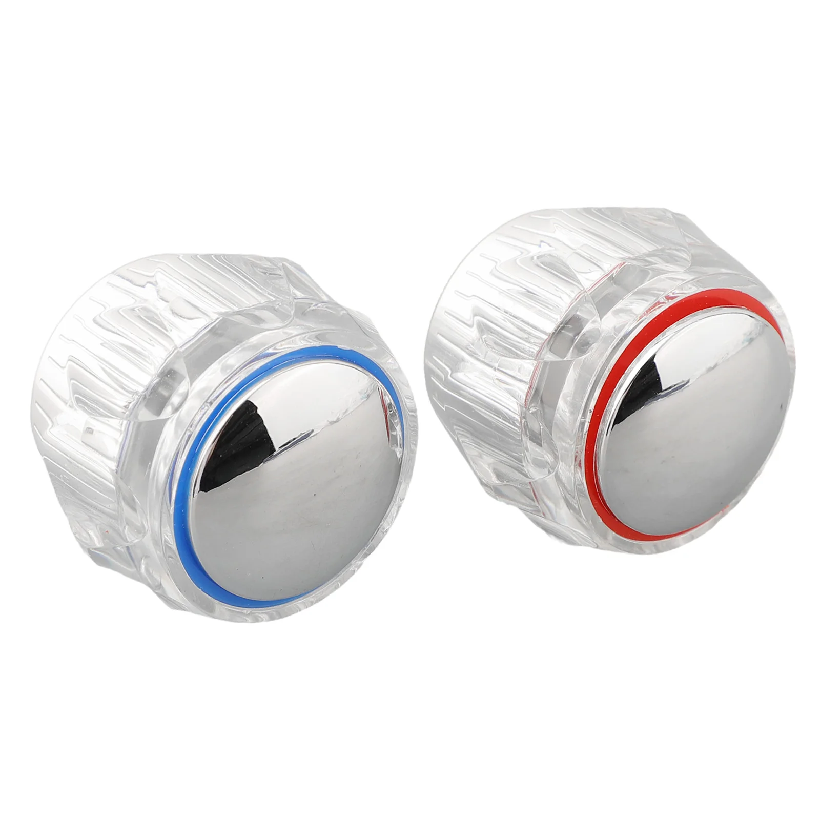 2PCS Hot & Cold Tap Top Head Cover Kitchen Replacement Heads Acrylic Plastic Blue Red Round Tap Handles Bathroom Accessories