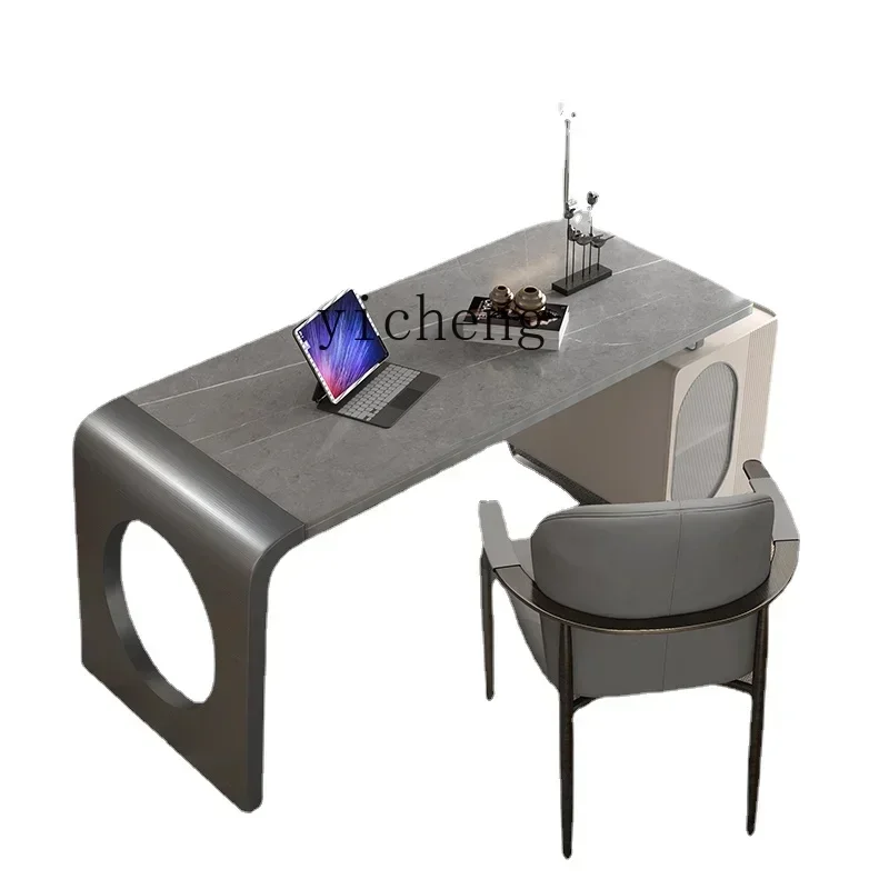 cz-1Light Luxury Rock Slab Integrated Office Desk Chair Bedroom Home Study Writing Desk Computer Desk